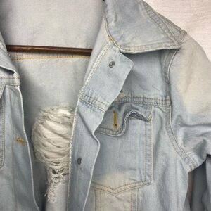 Light Wash Distressed Denim Jacket